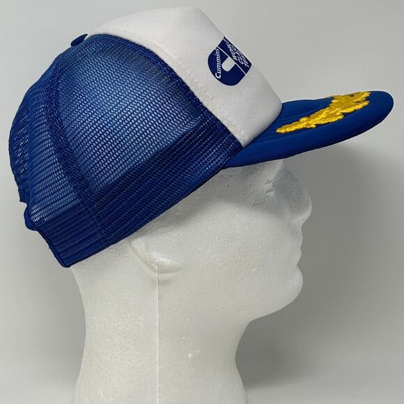 Vintage Cummins Trucker Hat Baseball Cap Engines 90s Gold Leaves Snapback Blue - Picture 9 of 11